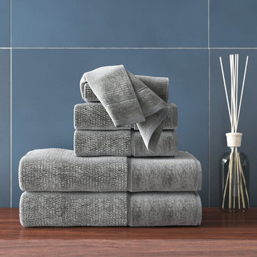 Luciana Luxury Textured 6 Piece Turkish Cotton Bath Towel Set